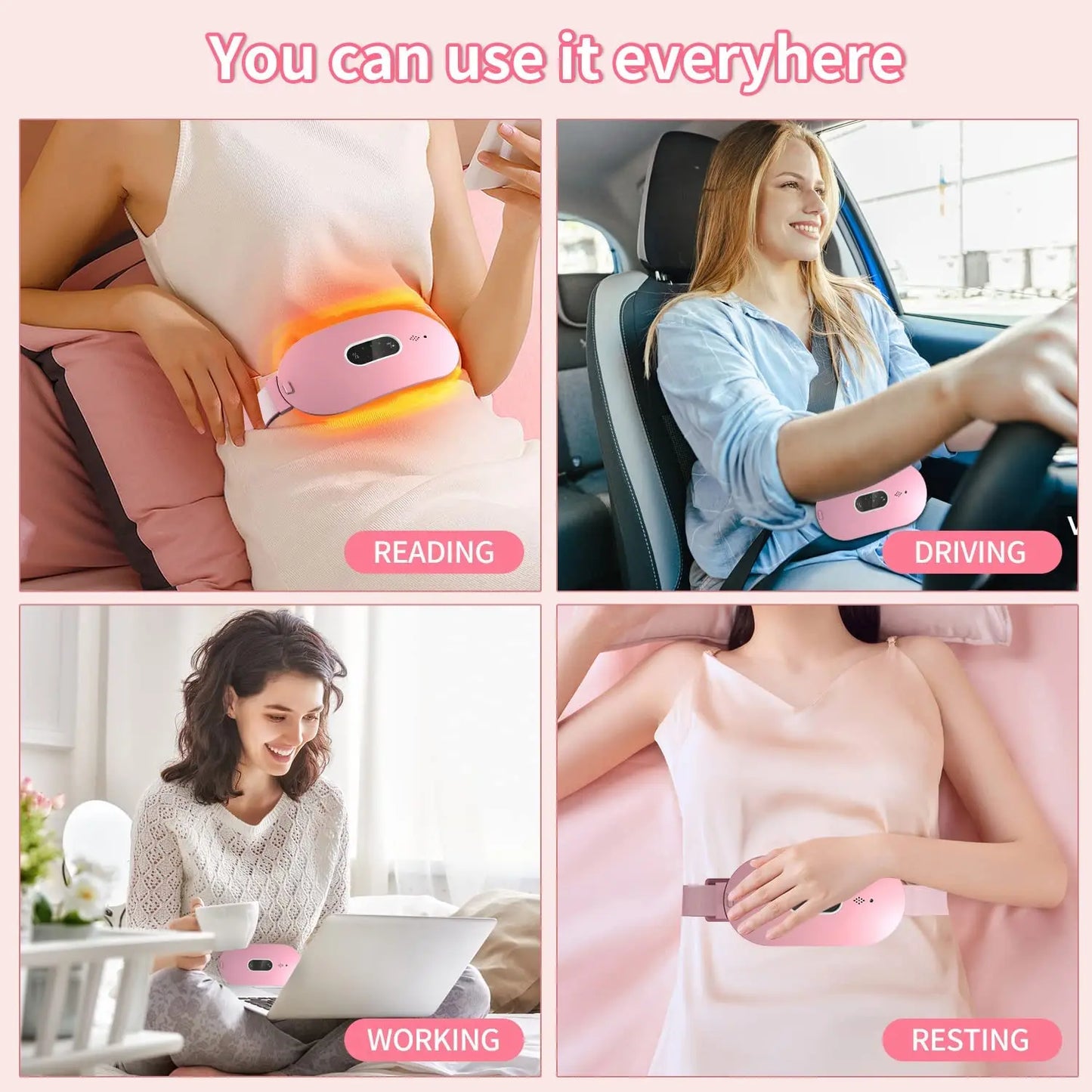 Women in Period Menstrual Heating Pad Massage Belt